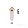 Collier pendentif en cristal Rose Hexagone plaqué or pour pendentif de bijoux de fille